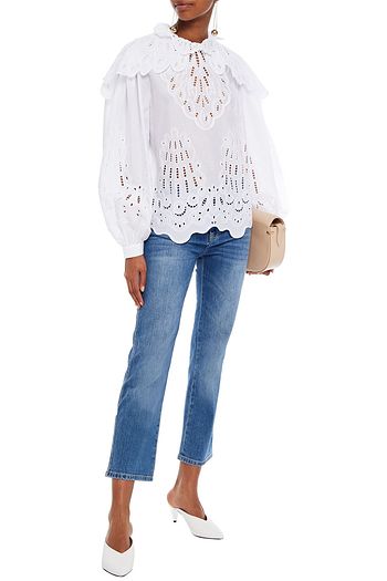 ALBERTA FERRETTI Ruffled broderie anglaise cotton blouse