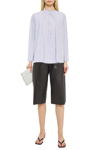 ALBERTA FERRETTI Pleated striped poplin blouse