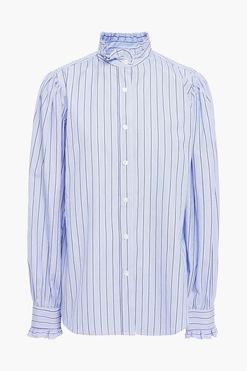 PAUL & JOE Ruffled striped cotton-poplin shirt