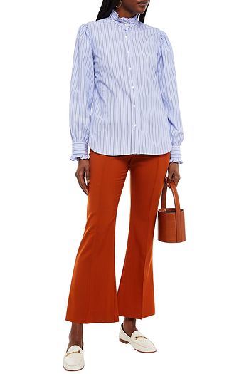PAUL & JOE Ruffled striped cotton-poplin shirt