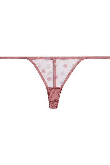 MYLA Elder Gardens floral-appliquéd tulle and silk-blend satin low-rise thong