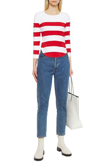 MOSCHINO Striped stretch-cotton jersey top
