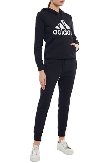 ADIDAS プリント コットン混フリース フーディー