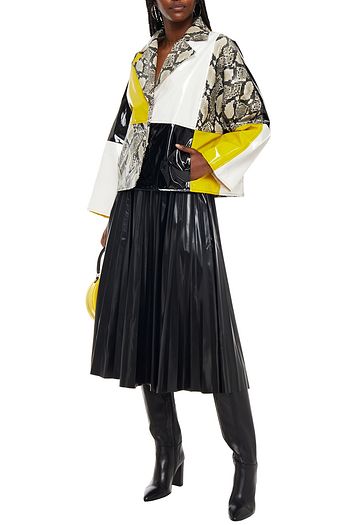 STAND STUDIO Faith oversized patchwork vinyl and faux snake-effect leather jacket