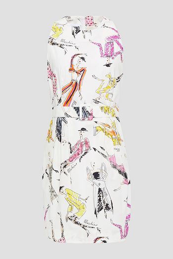 MOSCHINO Printed stretch-cotton poplin mini dress