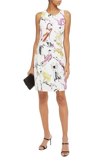 MOSCHINO Printed stretch-cotton poplin mini dress