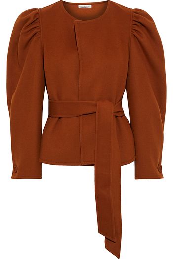 ULLA JOHNSON Maxine geraffte Jacke aus Wollfilz mit Gürtel
