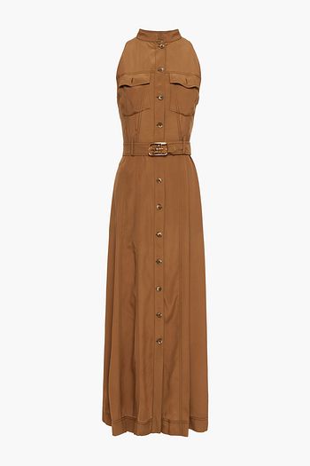 ALBERTA FERRETTI Belted crepe de chine midi dress