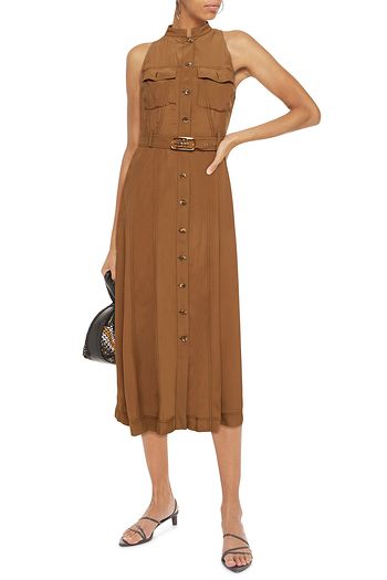 ALBERTA FERRETTI Belted crepe de chine midi dress