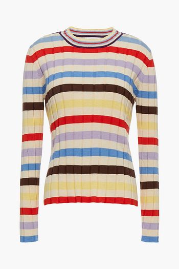 CHINTI & PARKER Striped ribbed silk and cotton-blend sweater