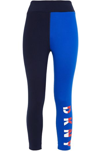 DKNY The Warm Up cropped printed two-tone stretch leggings