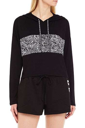 DKNY Printed fleece pajama shorts