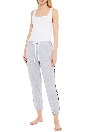 DKNY Jacquard-trimmed mélange fleece pajama pants