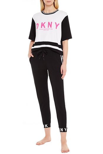 DKNY Leaving Our Mark monogram-trimmed cotton-blend jersey pajama pants