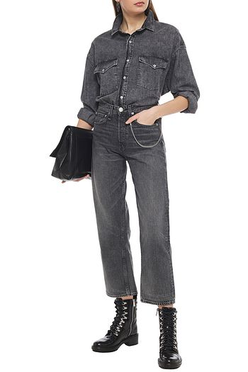 RAG & BONE Maya hoch sitzende Cropped Jeans mit geradem Bein und Kettenverzierung