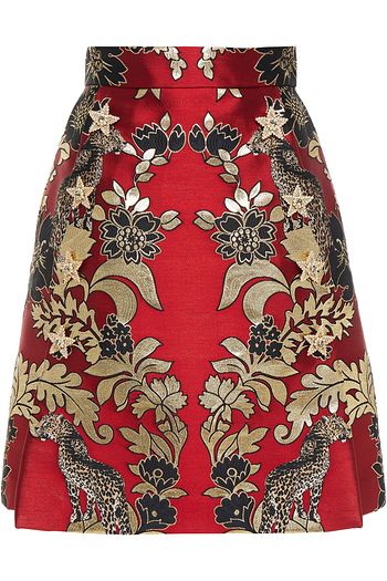 DOLCE & GABBANA Plissierter Minirock aus Jacquard mit Metallic-Effekt