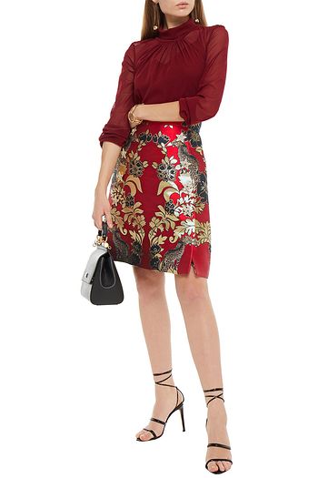 DOLCE & GABBANA Plissierter Minirock aus Jacquard mit Metallic-Effekt