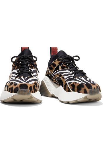 STELLA MCCARTNEY Eclypse Sneakers aus Neopren mit Cut-outs und bedrucktem Samt mit überstehender Sohle