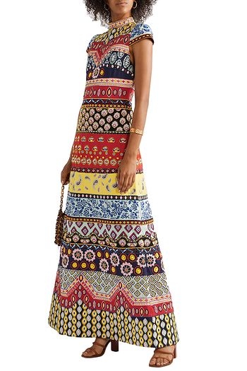 ALICE + OLIVIA Arwen open-back embellished cotton-poplin maxi dress