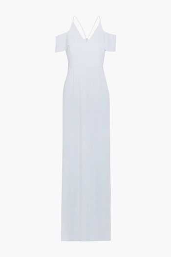 HALSTON HERITAGE Cold-shoulder crepe gown