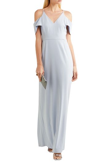 HALSTON HERITAGE Cold-shoulder crepe gown