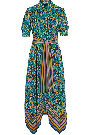 DIANE VON FURSTENBERG Kendyl asymmetric belted printed crepe de chine midi dress