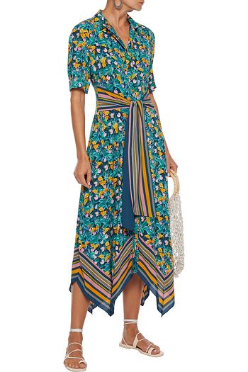 DIANE VON FURSTENBERG Kendyl asymmetric belted printed crepe de chine midi dress