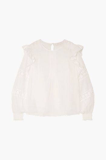 SEE BY CHLOÉ Pintucked ruffled crochet-trimmed ramie blouse