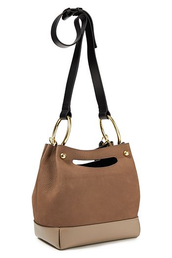 SEE BY CHLOÉ Color-block textured-leather and suede shoulder bag