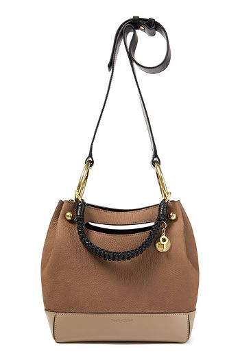 SEE BY CHLOÉ Color-block textured-leather and suede shoulder bag