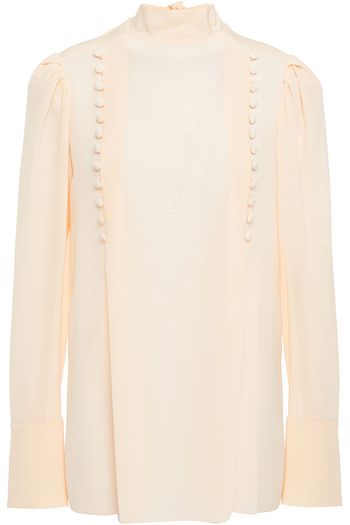 GIVENCHY Button-embellished silk crepe de chine blouse