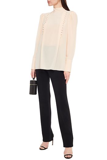 GIVENCHY Button-embellished silk crepe de chine blouse