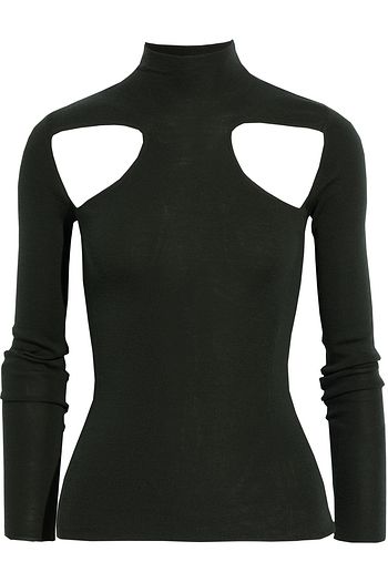 DION LEE Cutout stretch-knit merino wool top