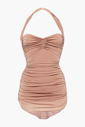 NORMA KAMALI Layered ruched halterneck swimsuit