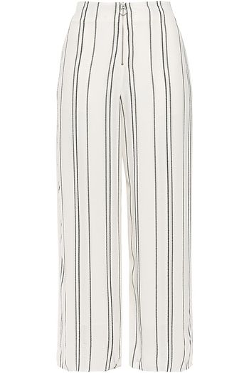 PROENZA SCHOULER Cropped distressed striped crepe wide-leg pants