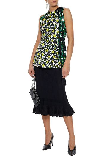 PROENZA SCHOULER Layered floral-print crepe top