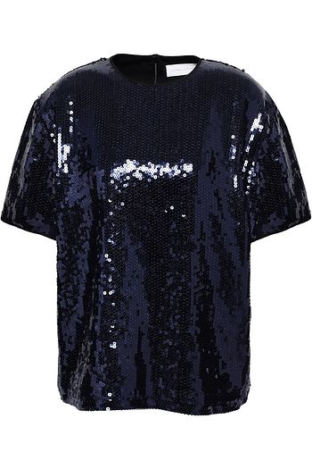 VICTORIA, VICTORIA BECKHAM Sequined woven top