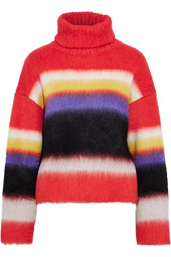 DIANE VON FURSTENBERG Gestreifter Rollkragenpullover aus gebürstetem Strick