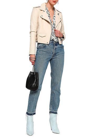 IRO Ashville cropped washed-leather biker jacket