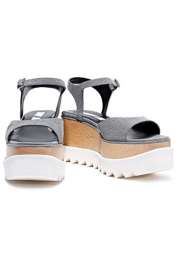 STELLA MCCARTNEY Elyse metallic-trimmed denim platform sandals