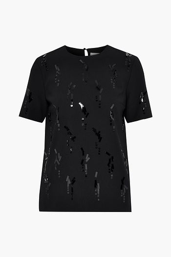 VICTORIA, VICTORIA BECKHAM Sequin-embellished crepe T-shirt
