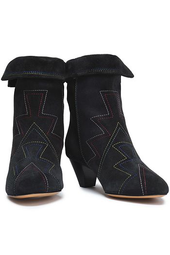 ISABEL MARANT Dyna embroidered suede ankle boots
