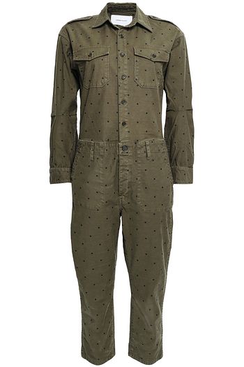 CURRENT/ELLIOTT The Crew cropped polka-dot stretch-cotton jumpsuit