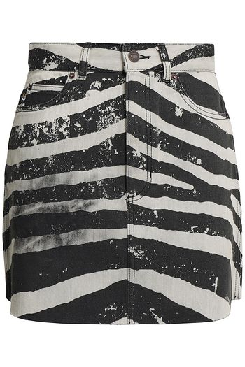 MARC JACOBS Coated zebra-print denim mini skirt