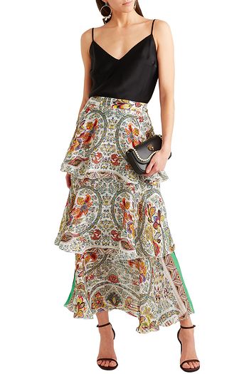 ETRO Tiered silk-jacquard maxi skirt