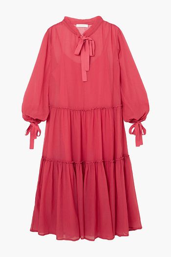 SEE BY CHLOÉ Bow-detailed cotton and silk-blend georgette midi dress