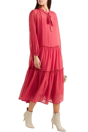 SEE BY CHLOÉ Bow-detailed cotton and silk-blend georgette midi dress