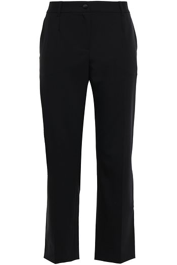 DOLCE & GABBANA Verkürzte Karottenhose aus Stretch-Wolle mit Satinbesatz