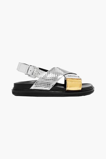 MARNI Fussbett two-tone metallic ayers slingback sandals