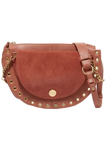 SEE BY CHLOÉ Kriss eyelet-embellished textured-leather and suede shoulder bag